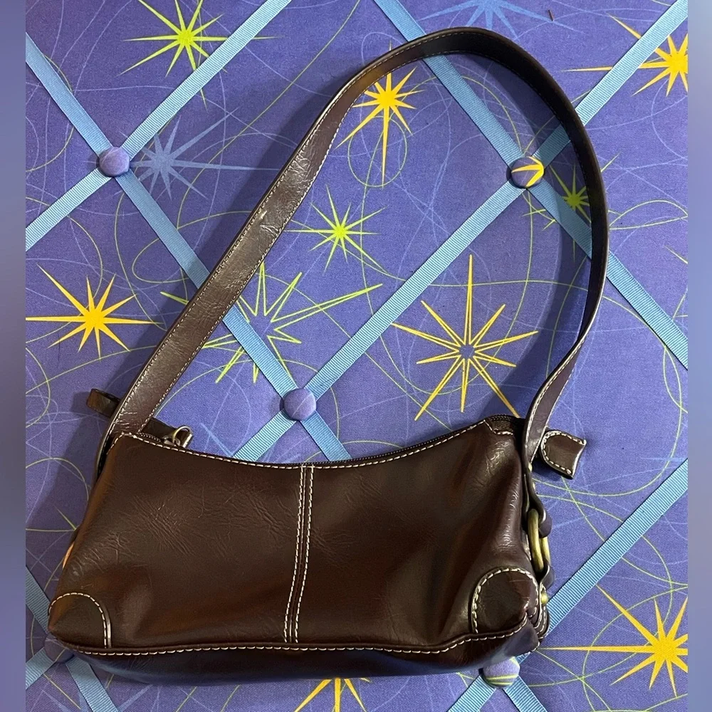 🔥3 for $15 Sale- Elegant Brown Faux Leather Shoulder Bag - Picture 2 of 8